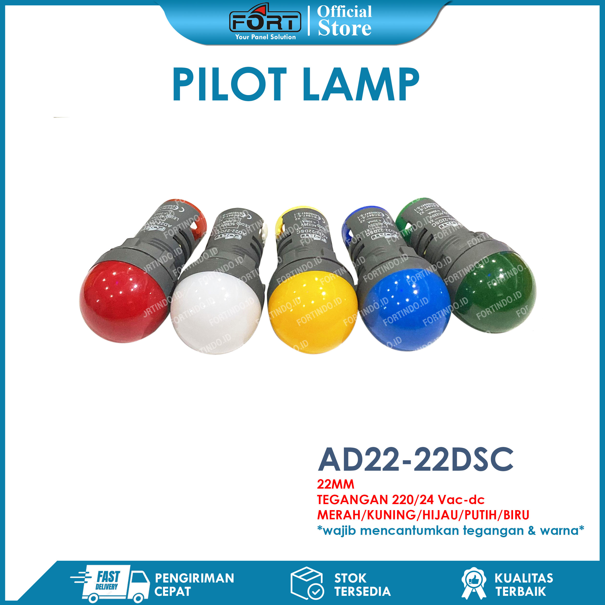 Pilot Lamp AD22-22DSC LED Lancip 22mm Indikator Lamp Original FORT
