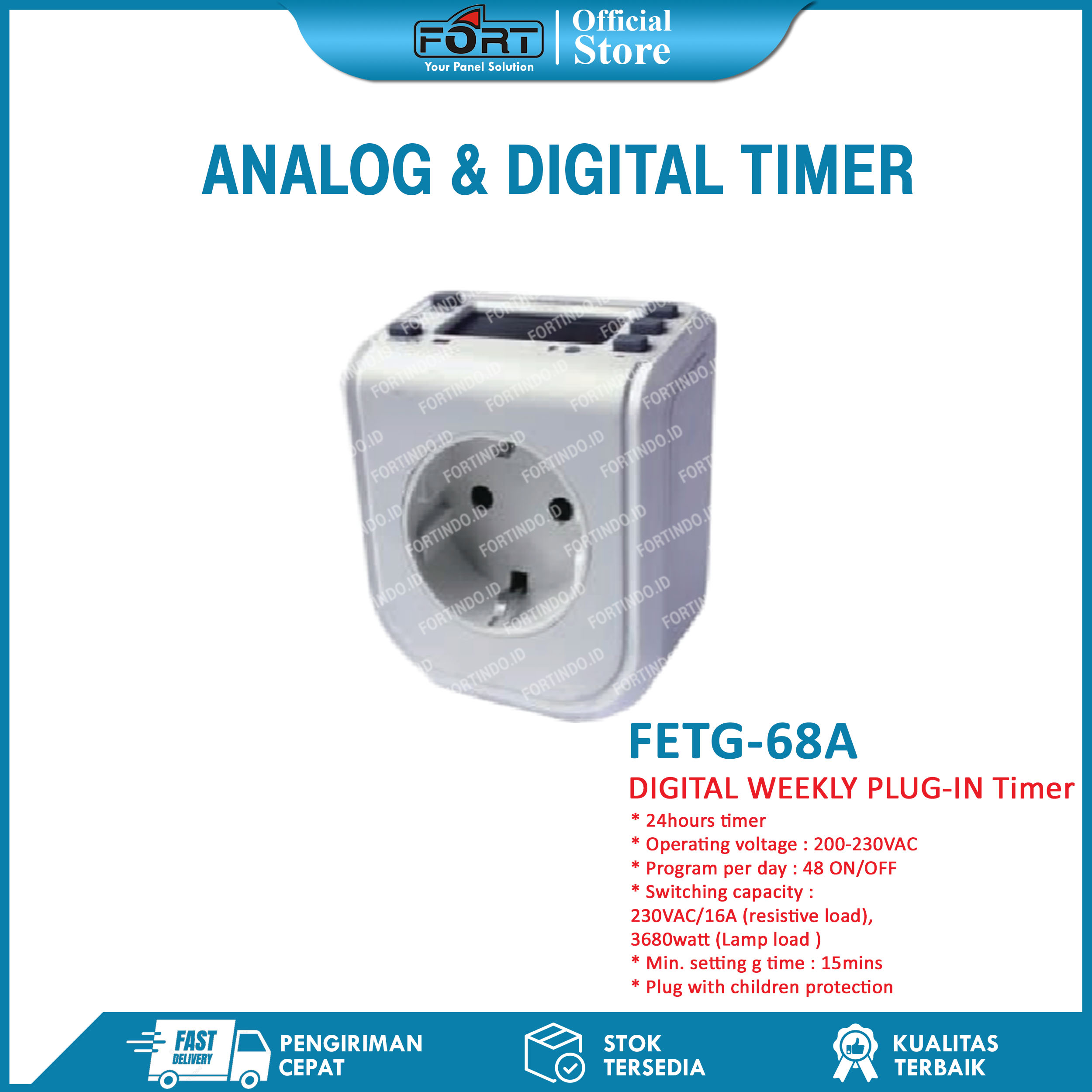 DIGITAL WEEKLY PLUG-IN Timer FETG-68A FORT