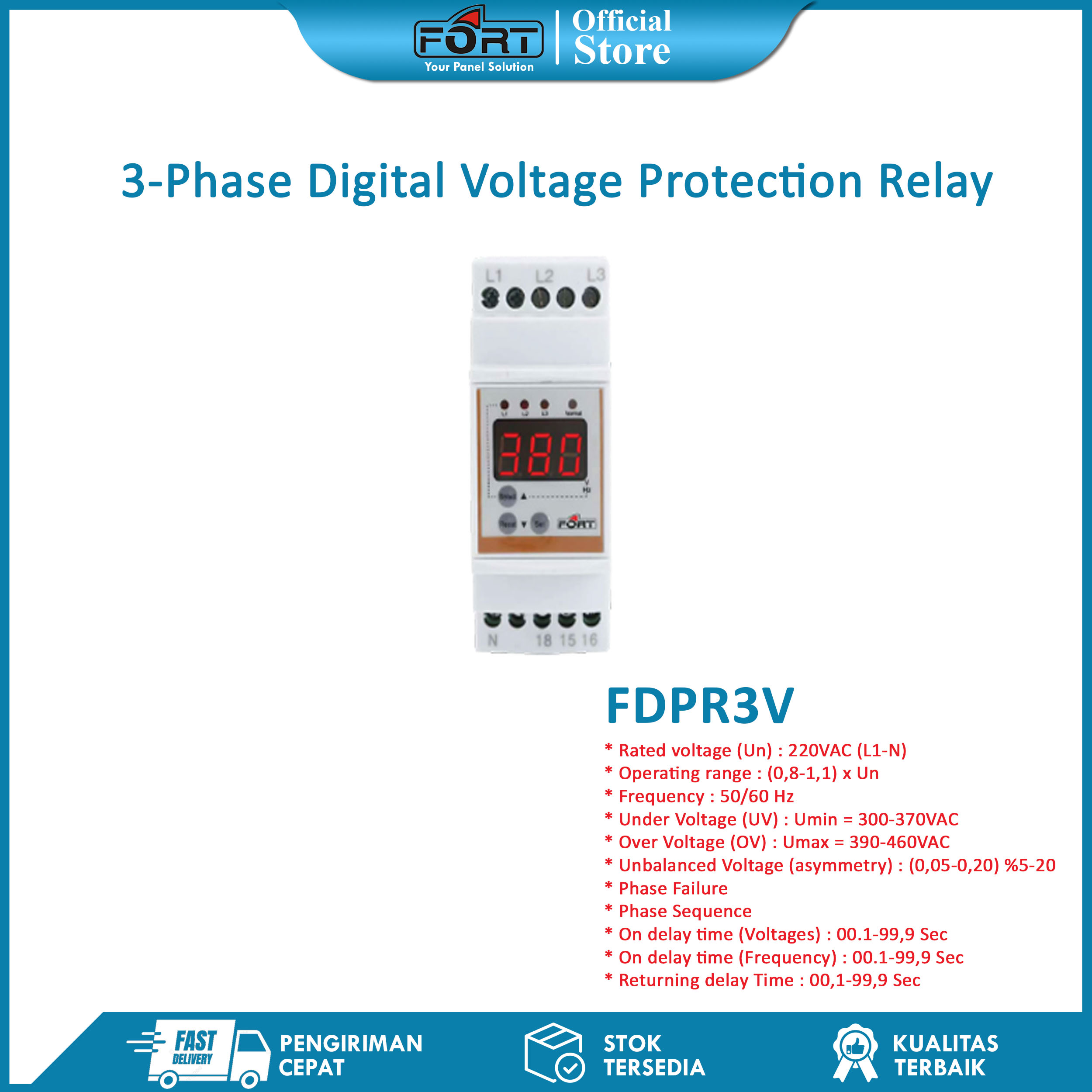 3-Phase Digital Voltage Protection Relay FDPR3V FORT