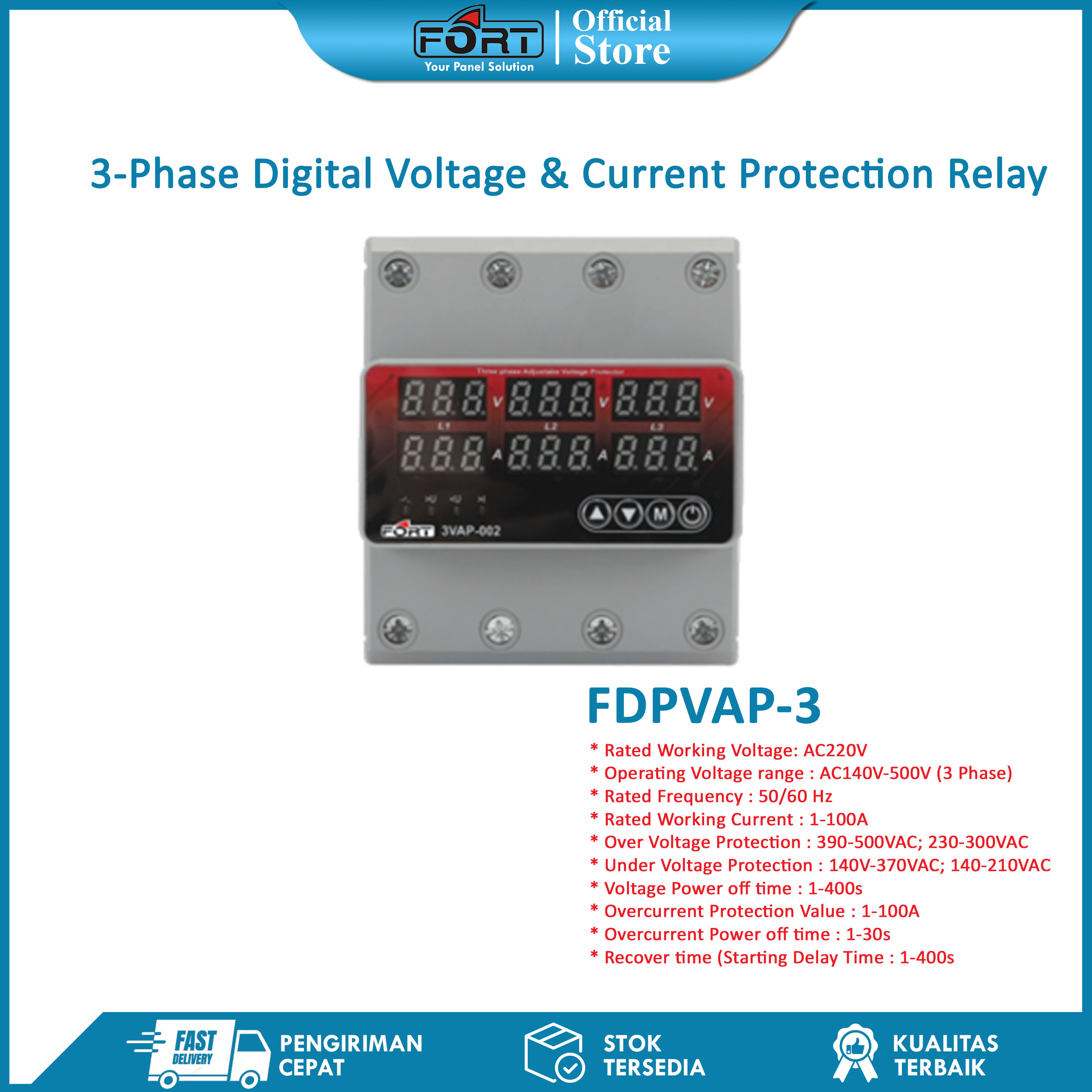 3-Phase Digital Voltage & Current Protection Relay FDPVAP-3 FORT