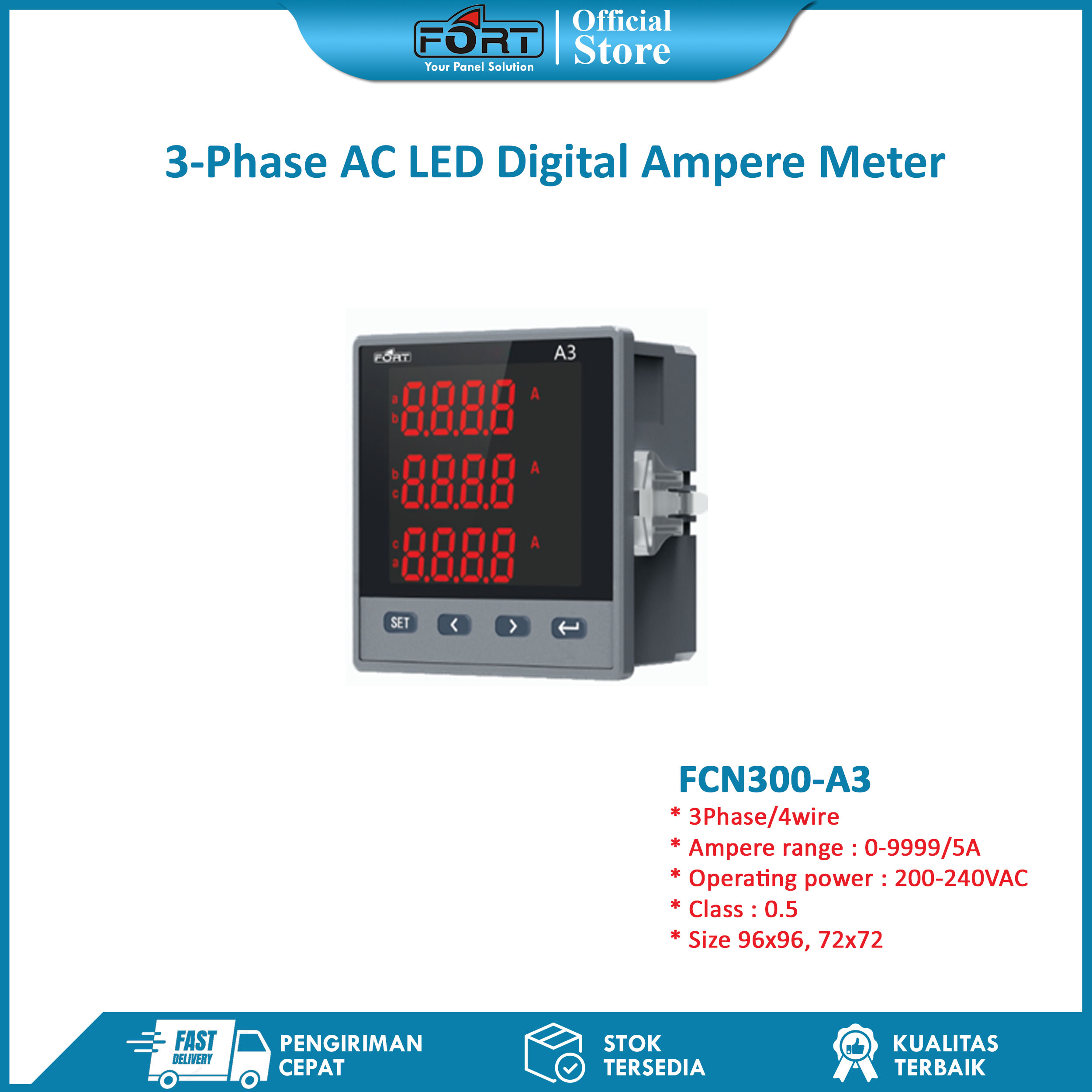 3-Phase AC LED Digital Ampere Meter FCN300-A3